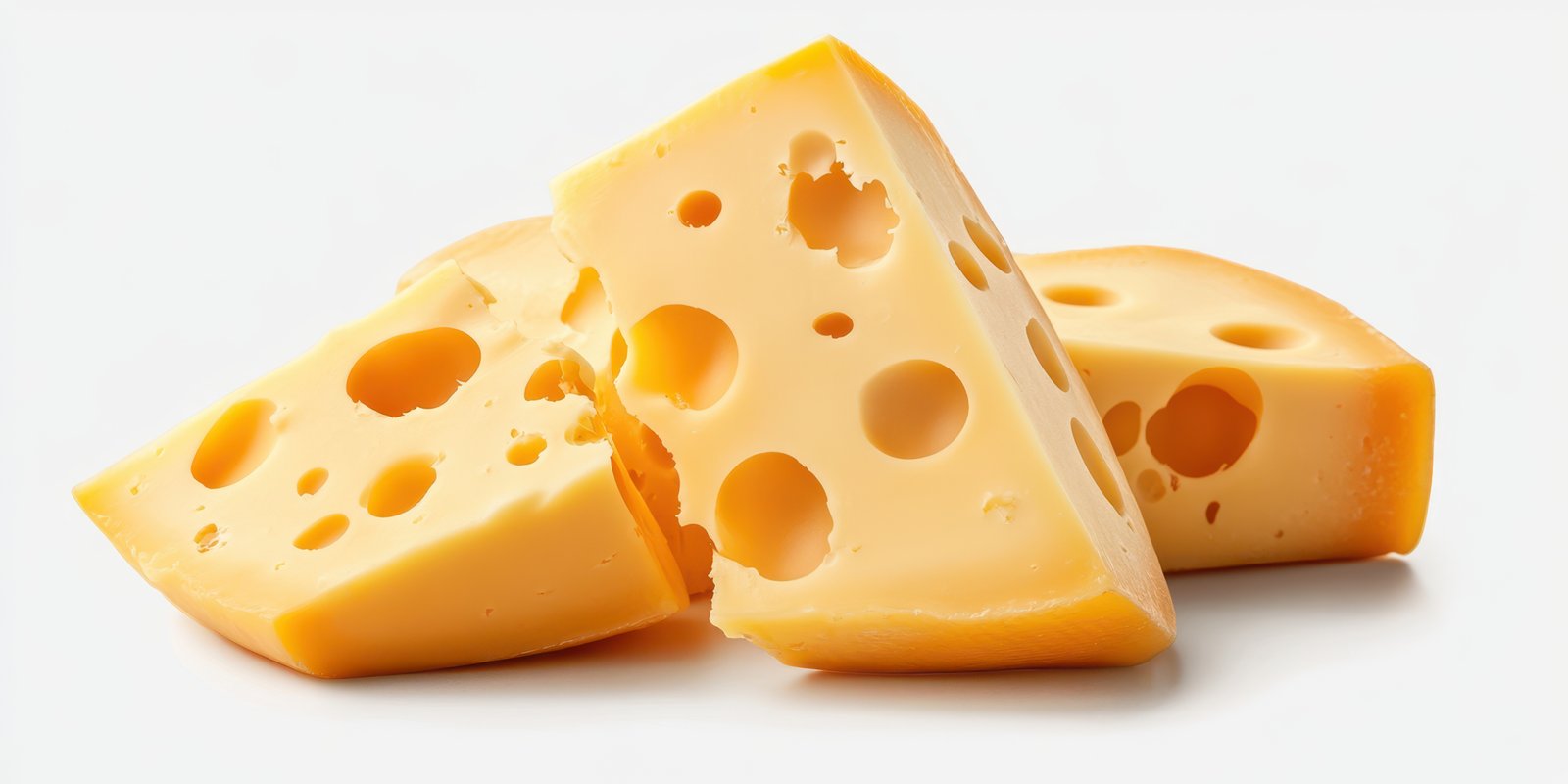Creamy yellow cheese pieces with holes on a light background perfect for snacks or cooking